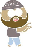 flat color style cartoon bearded man grasping vector