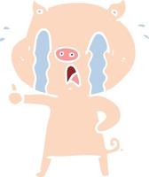 crying pig flat color style cartoon vector