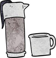 cartoon doodle coffee thermos vector