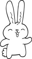 line drawing cartoon happy rabbit vector