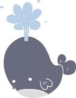 flat color style cartoon spouting whale vector