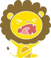 flat color style cartoon lion throwing tantrum vector