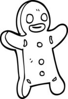hombre de pan de jengibre de dibujos animados de dibujo lineal vector