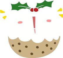 cute flat color style cartoon christmas pudding vector