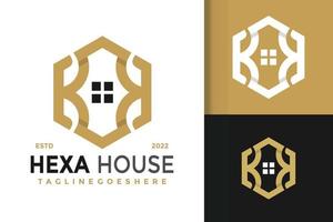 K Letter Hexagon House Logo Design, brand identity logos vector, modern logo, Logo Designs Vector Illustration Template