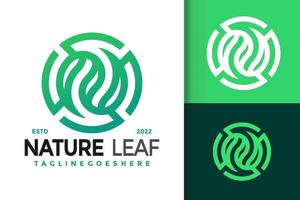 Diseño de logotipo de hoja de naturaleza de círculo de letra n, vector de logotipos de identidad de marca, logotipo moderno, plantilla de ilustración de vector de diseños de logotipo