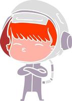 flat color style cartoon curious astronaut vector