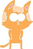 happy flat color style cartoon cat vector