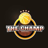 emblema del logo de la competencia de baloncesto. emblema de baloncesto en el fondo del círculo. club deportivo, plantilla de logotipo de equipo. vector