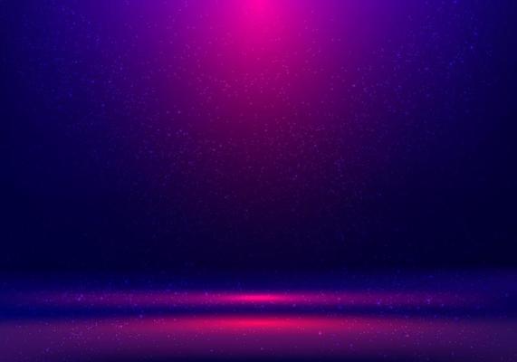 Abstract studio room blue and pink neon color glowing lighting effect with decoration dust background