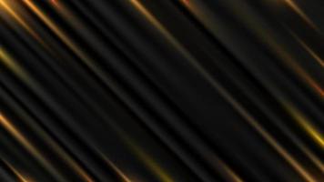 Superficie de pliegue satinado de tela de rayas negras de lujo abstracto con fondo y textura de efecto de iluminación dorada vector
