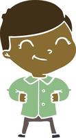 flat color style cartoon boy with hands on hips vector