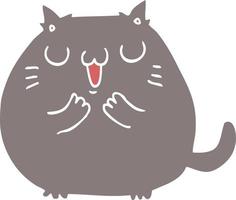 happy flat color style cartoon cat vector