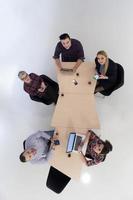 aerial view of business people group on meeting photo