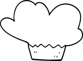 line drawing cartoon cupcake vector