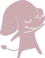 flat color style cartoon smiling elephant vector