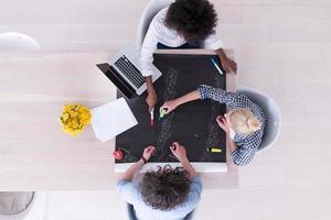 top view of Multiethnic startup business team on meeting photo