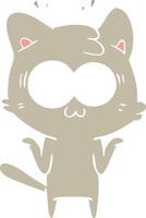 flat color style cartoon surprised cat vector