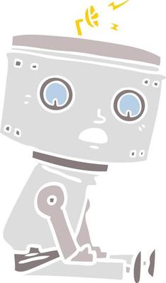 flat color style cartoon robot