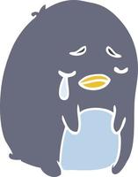 flat color style cartoon crying penguin vector