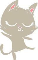 calm flat color style cartoon cat vector