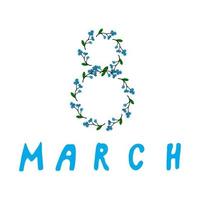 8 march on white background. Doodle style. Vector image.