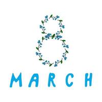 8 march on white background. Doodle style. Vector image.