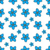 Seamless pattern with flowers forget-me-not on white background. Vector image.