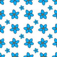 Seamless pattern with flowers forget-me-not on white background. Vector image.