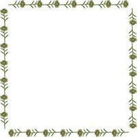 Square frame with pink aster buds on white background. Doodle style. Vector image.