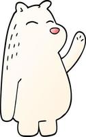 cartoon doodle polar bear waving vector