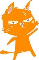 tough flat color style cartoon cat vector