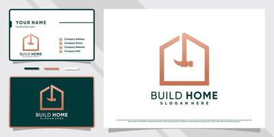 House logo design for home repair icon with hammer element and business card template vector