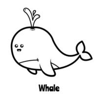 Coloring page of cute whale vector