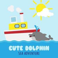 Cute dolphin adventure vector