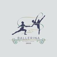 Ballerina dance school and studio in ballet motion dance style logo template design vector for brand or company and other