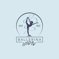 Ballerina dance school and studio in ballet motion dance style logo template design vector for brand or company and other