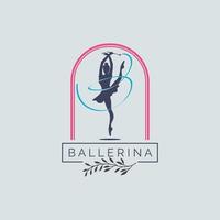 Ballerina dance school and studio in ballet motion dance style logo template design vector for brand or company and other