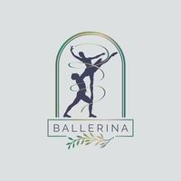 Ballerina dance school and studio in ballet motion dance style logo template design vector for brand or company and other