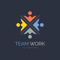 team work connection people logo design template for brand or company and other vector