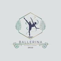 Ballerina dance school and studio in ballet motion dance style logo template design vector for brand or company and other