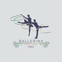 Ballerina dance school and studio in ballet motion dance style logo template design vector for brand or company and other