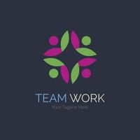 team work connection people logo design template for brand or company and other vector