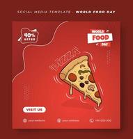 plantilla de publicación en redes sociales con fondo rojo degradado para el diseño del día mundial de la alimentación vector