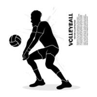 Male volleyball player passing the ball. Vector illustration