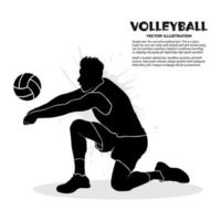 Forearm passing volleyball player silhouette. Vector illustration