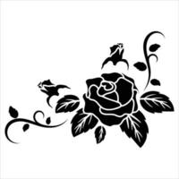 silhouette black motif rose flower vector