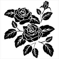 silhouette black motif rose flower vector