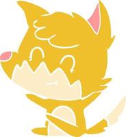 flat color style cartoon friendly fox vector