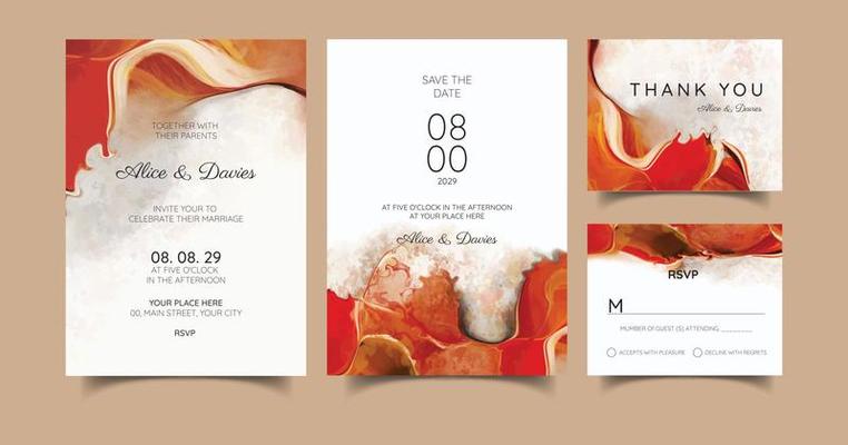 Wedding template with liquid marble texture for wedding invite, save the date card, greeting card, place for your text, printable. Swirls of marble or the ripples of agate. Fluid art.
